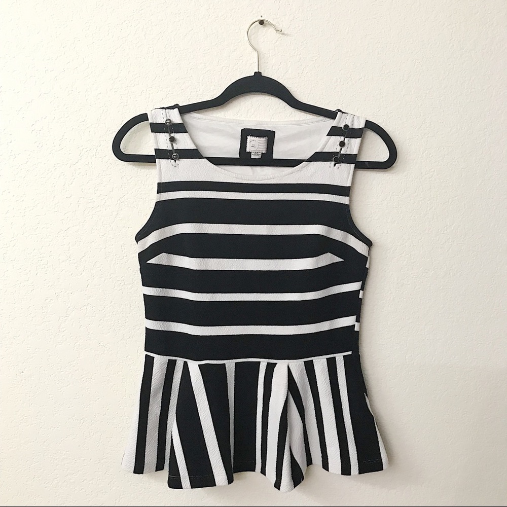 Anthropologie Postmark Antonia Striped Peplum Tank
